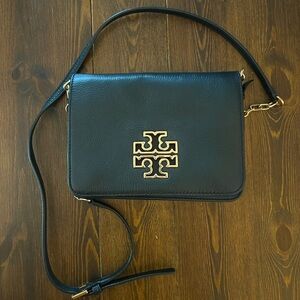 Tory Burch Black Leather Britten Combo Crossbody Bag